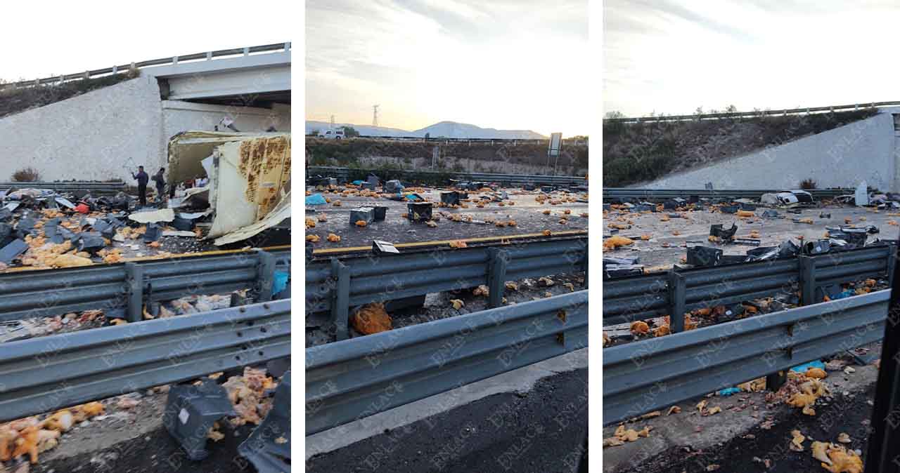 Rapiñan 20 toneladas de pollo de tráiler volcado en la Puebla-Orizaba -  Enlace Noticias